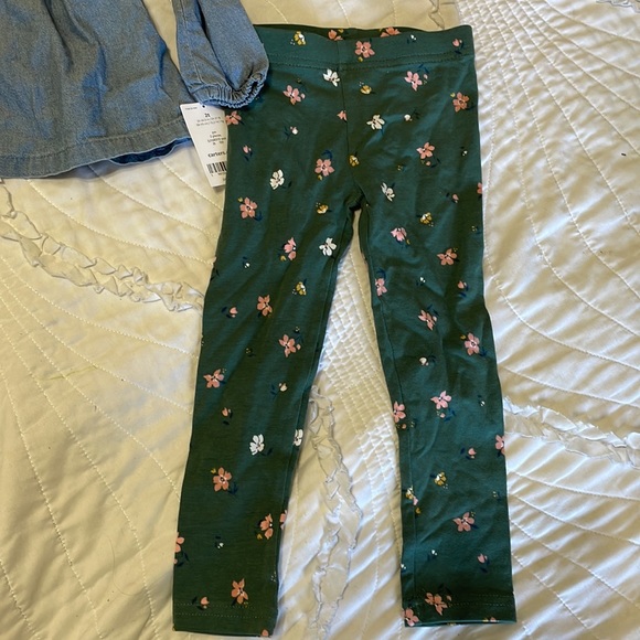 Carter’s Spring Outfit - Leggings & Chambray Top.  (Matching Twin Set Available) - Picture 2 of 5